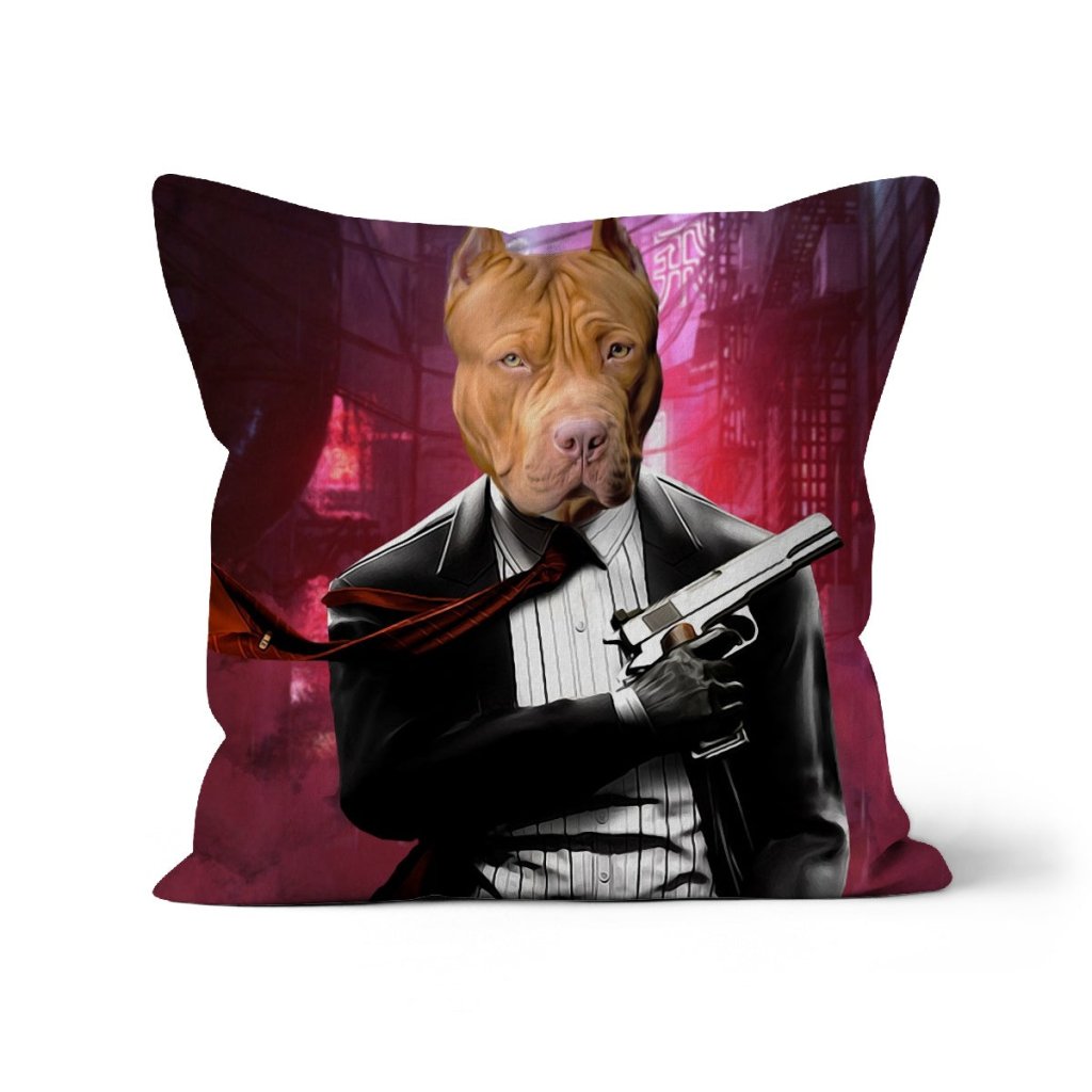 The Hitman: Custom Pet Pillow - Paw & Glory - Dog Portraits - Pet Portraits