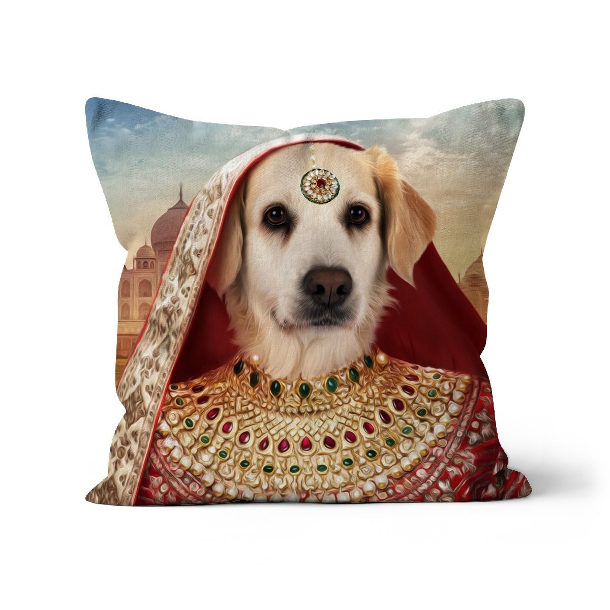 The Indian Rani: Custom Pet Pillow - Paw & Glory - Dog Portraits - Pet Portraits