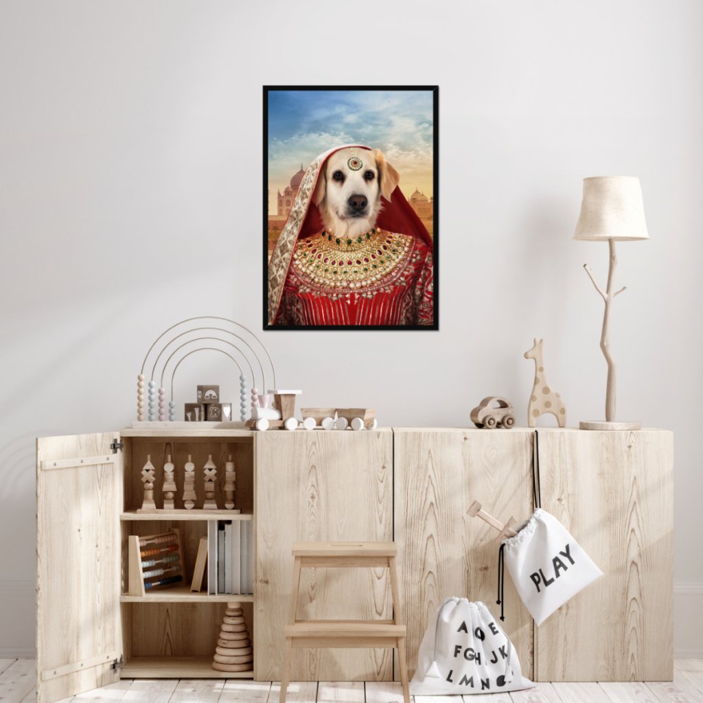 The Indian Rani: Custom Pet Portrait - Paw & Glory - Dog Portraits - Pet Portraits