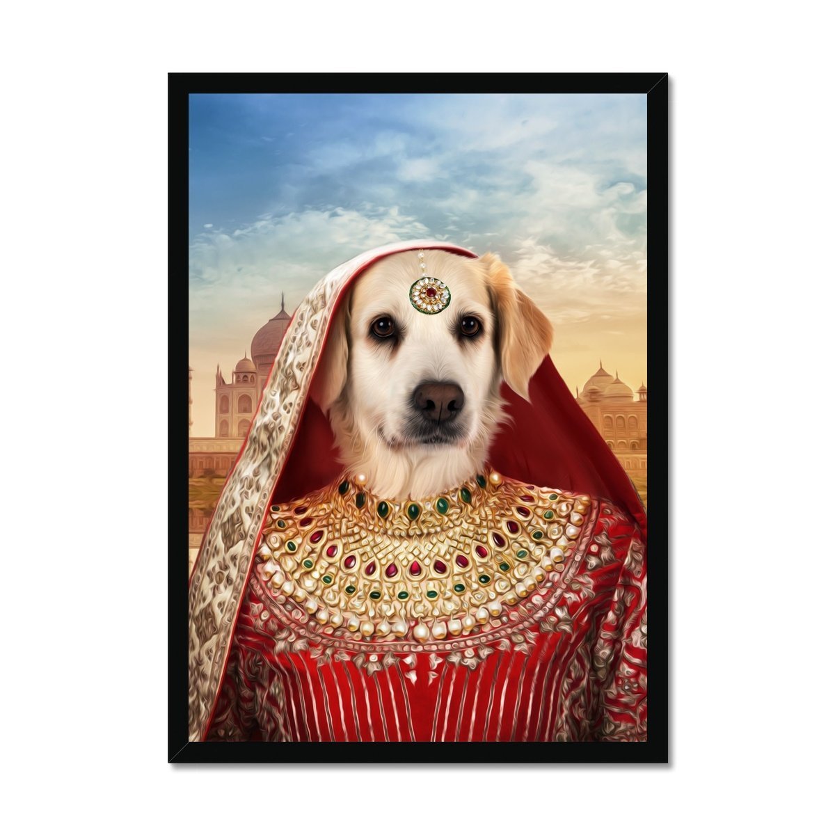 The Indian Rani: Custom Pet Portrait - Paw & Glory - Dog Portraits - Pet Portraits