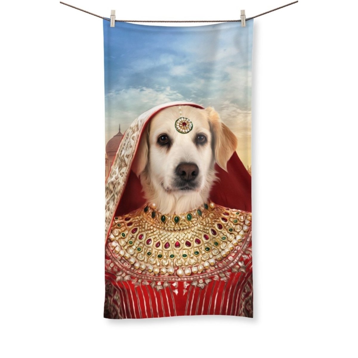 The Indian Rani: Custom Pet Towel - Paw & Glory - Dog Portraits - Pet Portraits