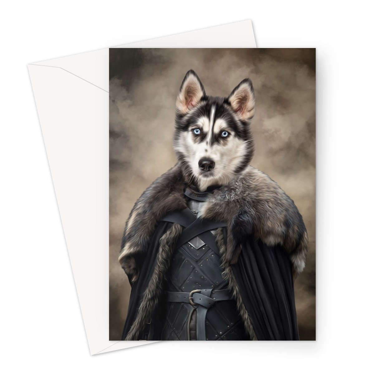 The Iron King (GOT Inspired): Custom pet Greeting Card - Paw & Glory - Dog Portraits - Pet Portraits