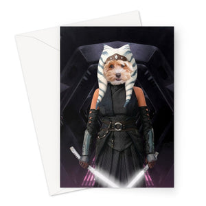 The Jedi Leader (Ahsoka Tano - Star Wars Inspired): Custom Pet Greeting Card - Paw & Glory - Dog Portraits - Pet Portraits