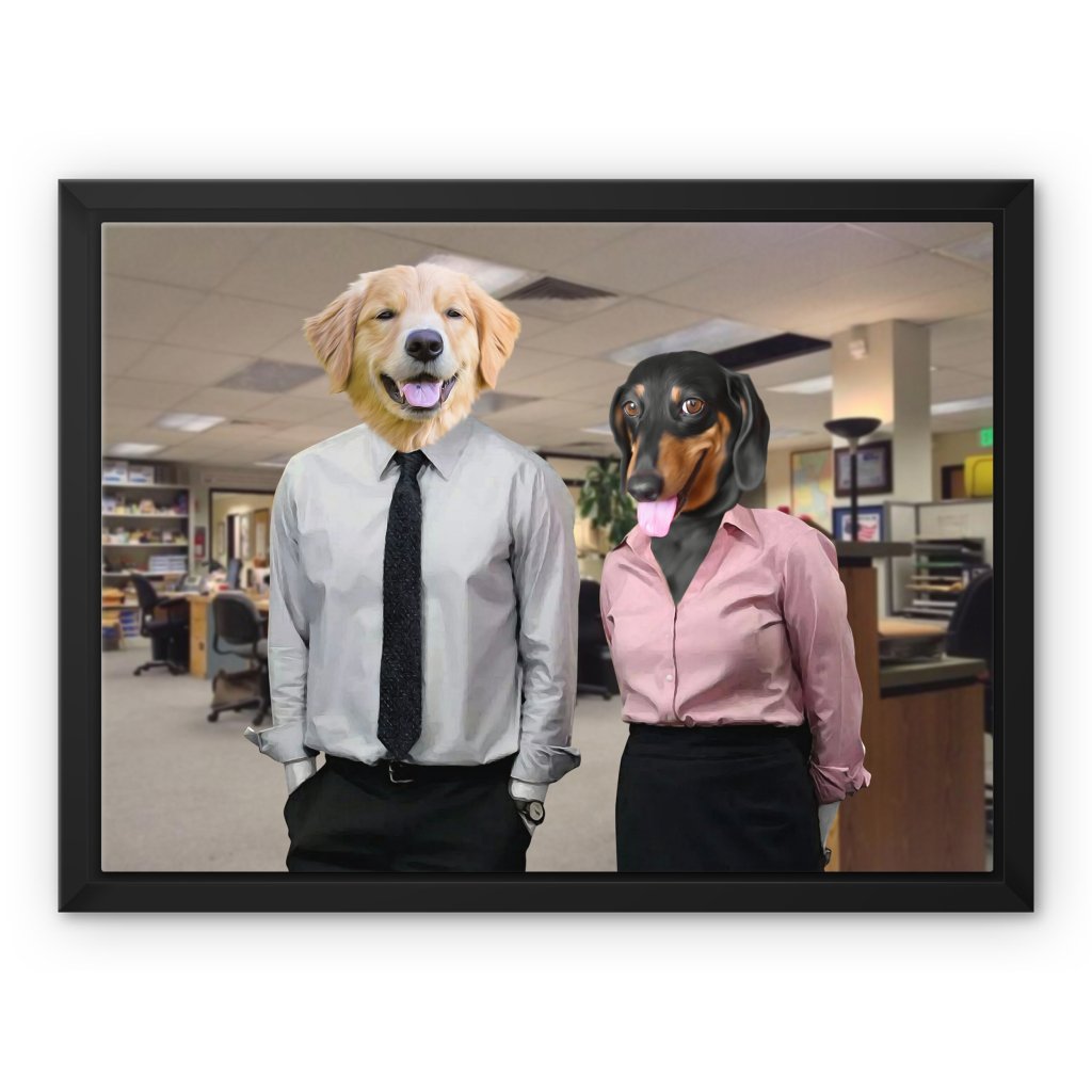 The Jim & Pam (The Office Inspired): Custom Pet Canvas - Paw & Glory - Dog Portraits - Pet Portraits