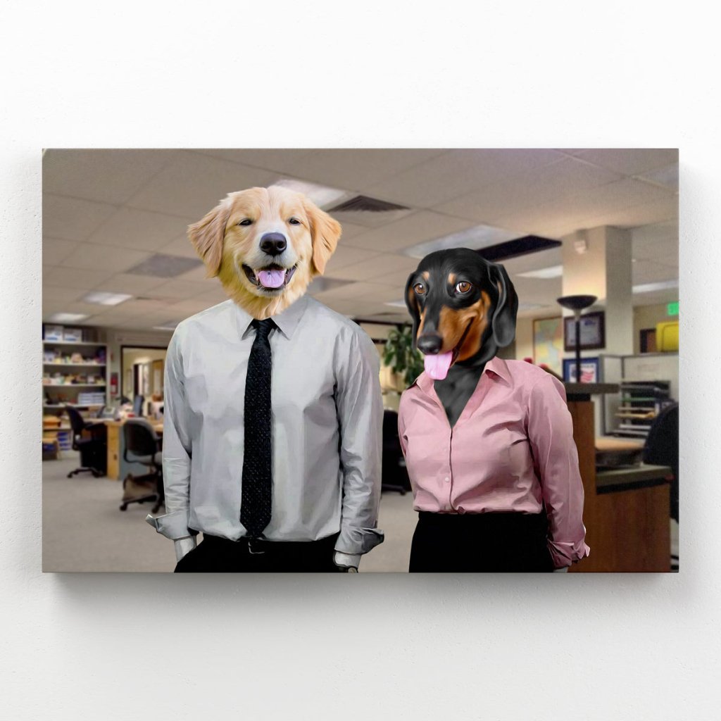 The Jim & Pam (The Office Inspired): Custom Pet Canvas - Paw & Glory - Dog Portraits - Pet Portraits