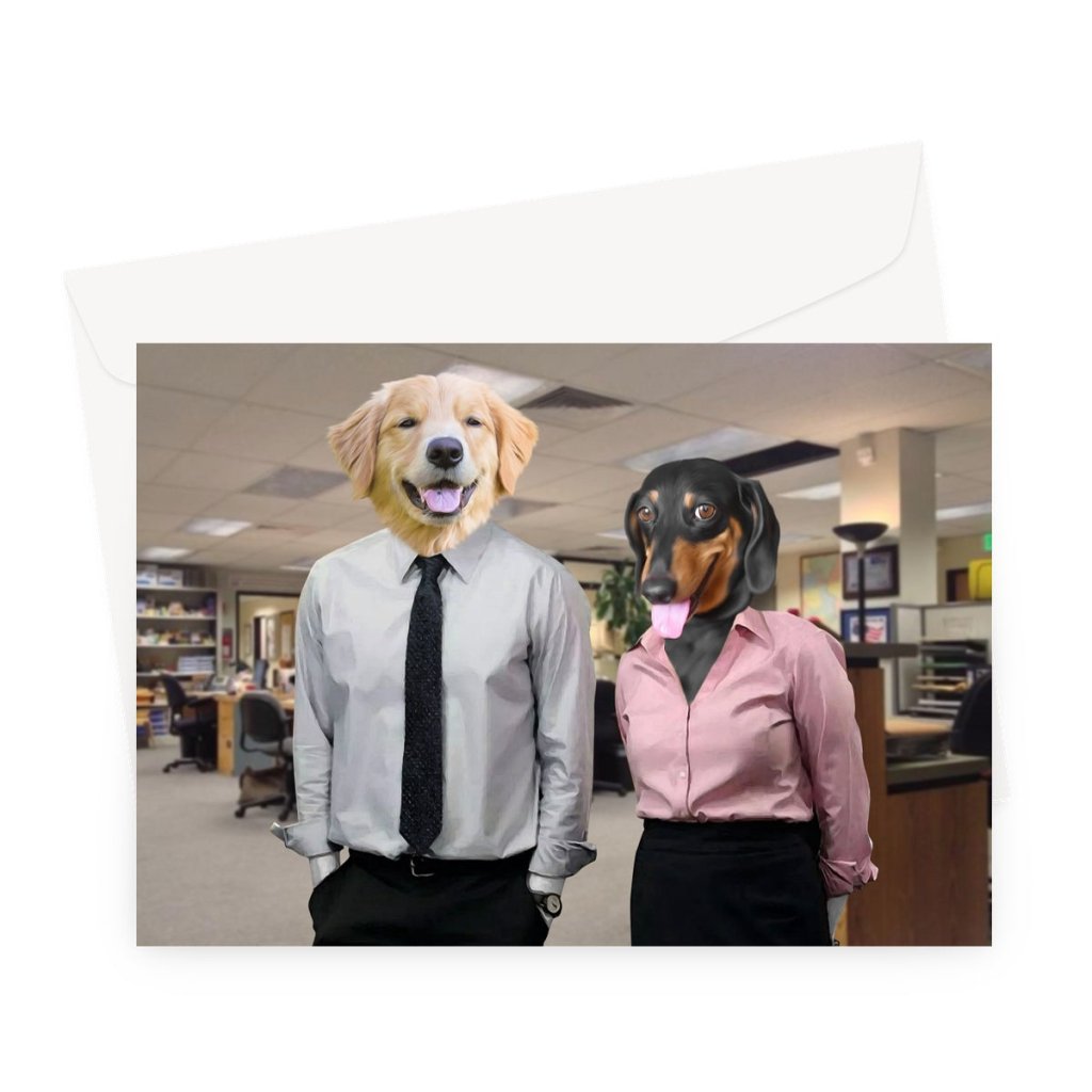 The Jim & Pam (The Office Inspired): Custom Pet Greeting Card - Paw & Glory - Dog Portraits - Pet Portraits