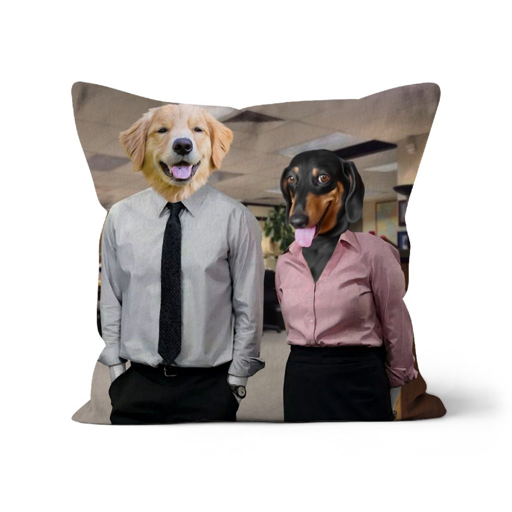 The Jim & Pam (The Office Inspired): Custom Pet Pillow - Paw & Glory - Dog Portraits - Pet Portraits