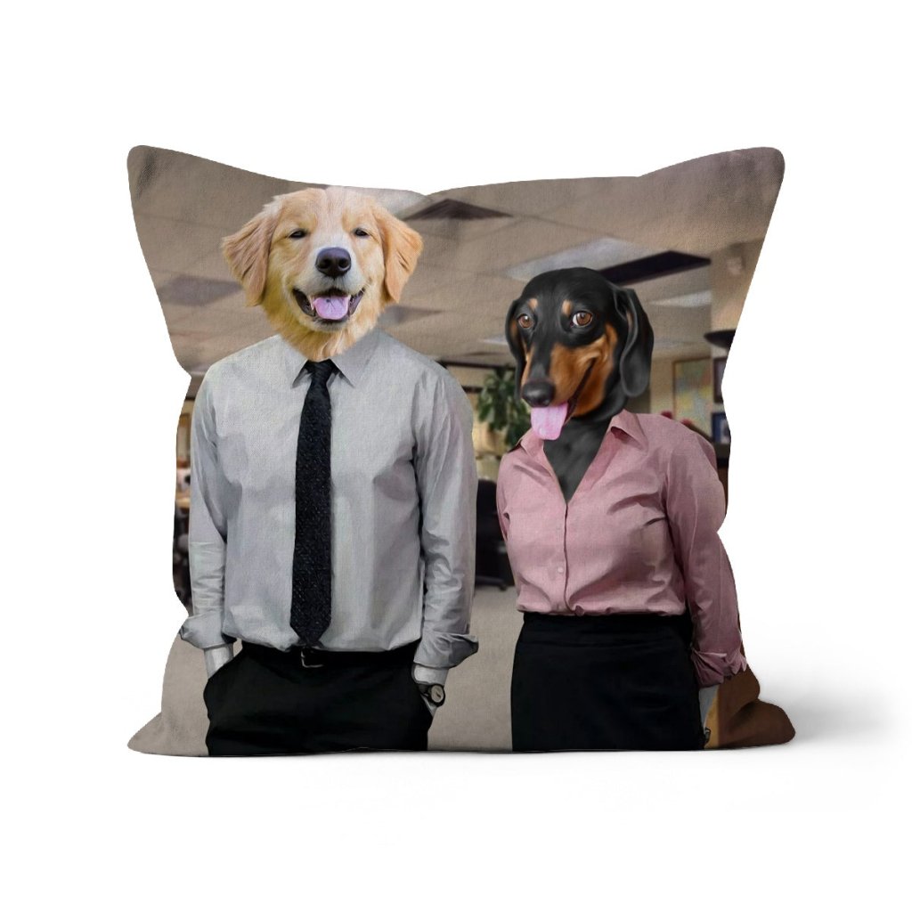 The Jim & Pam (The Office Inspired): Custom Pet Pillow - Paw & Glory - Dog Portraits - Pet Portraits