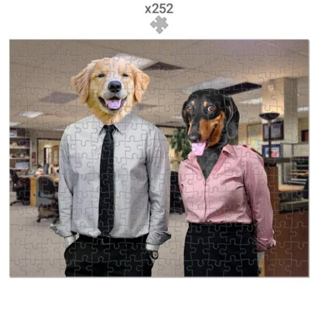 The Jim & Pam (The Office Inspired): Custom Pet Puzzle - Paw & Glory - Dog Portraits - Pet Portraits