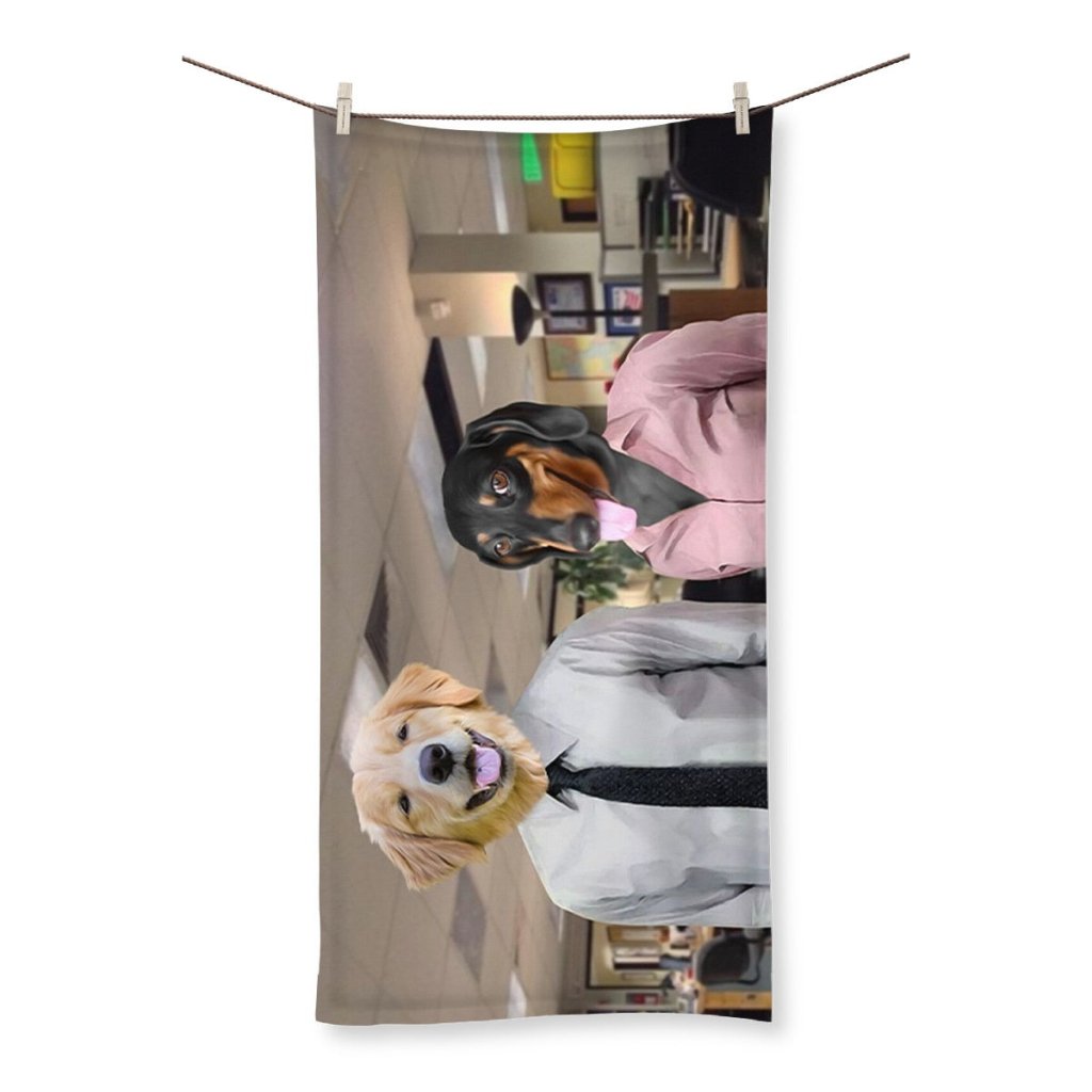 The Jim & Pam (The Office Inspired): Custom Pet Towel - Paw & Glory - Dog Portraits - Pet Portraits