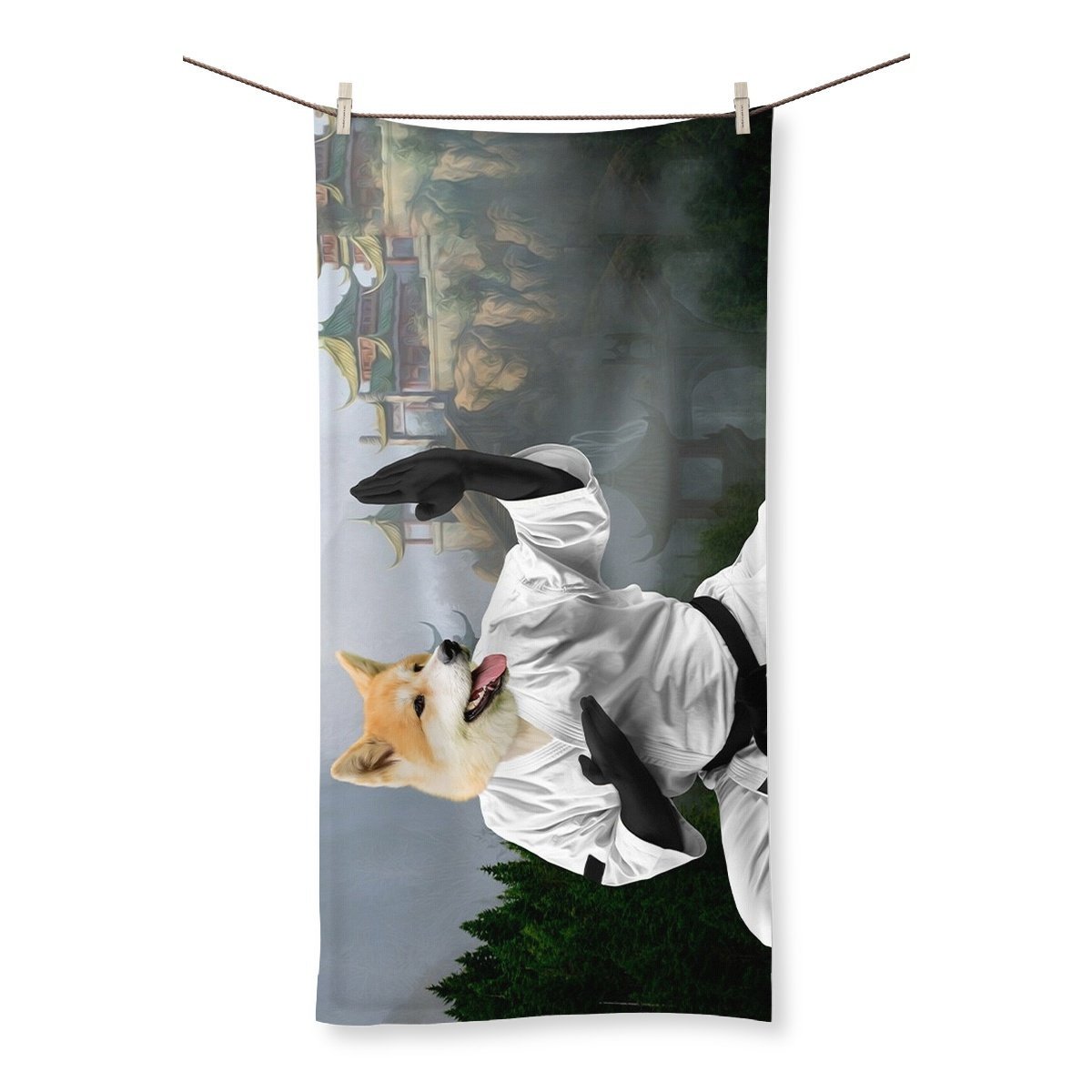 The Karate Master: Custom Pet Towel - Paw & Glory - Dog Portraits - Pet Portraits