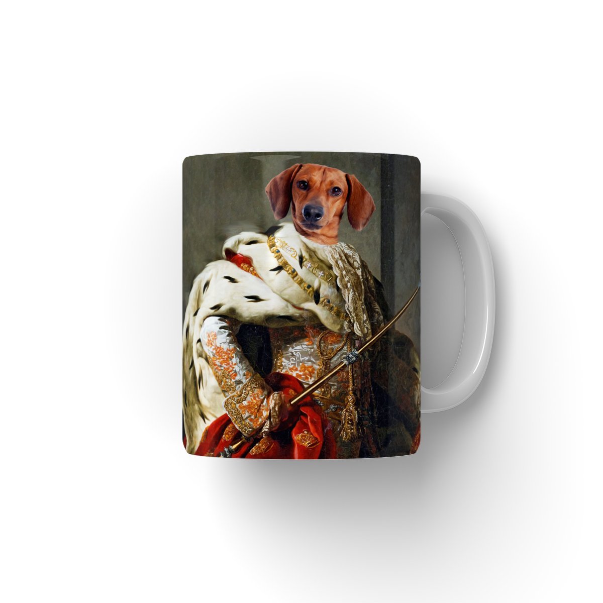 The King: Custom Pet Coffee Mug - Paw & Glory - Dog Portraits - Pet Portraits