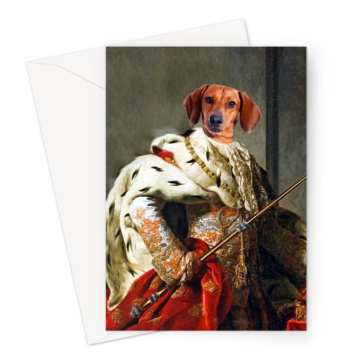 The King: Custom Pet Greeting Card - Paw & Glory - Dog Portraits - Pet Portraits