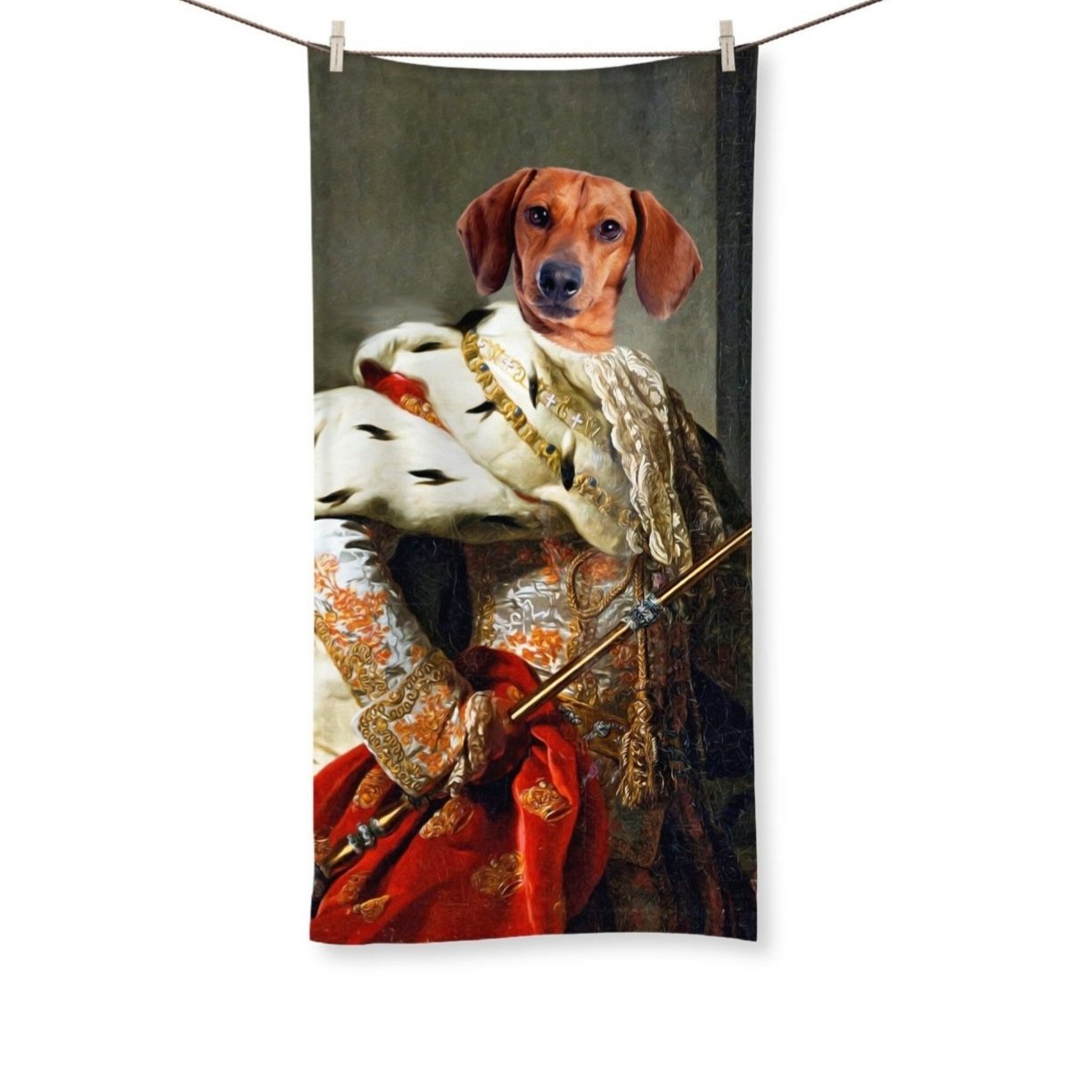 The King: Custom Pet Towel - Paw & Glory - Dog Portraits - Pet Portraits