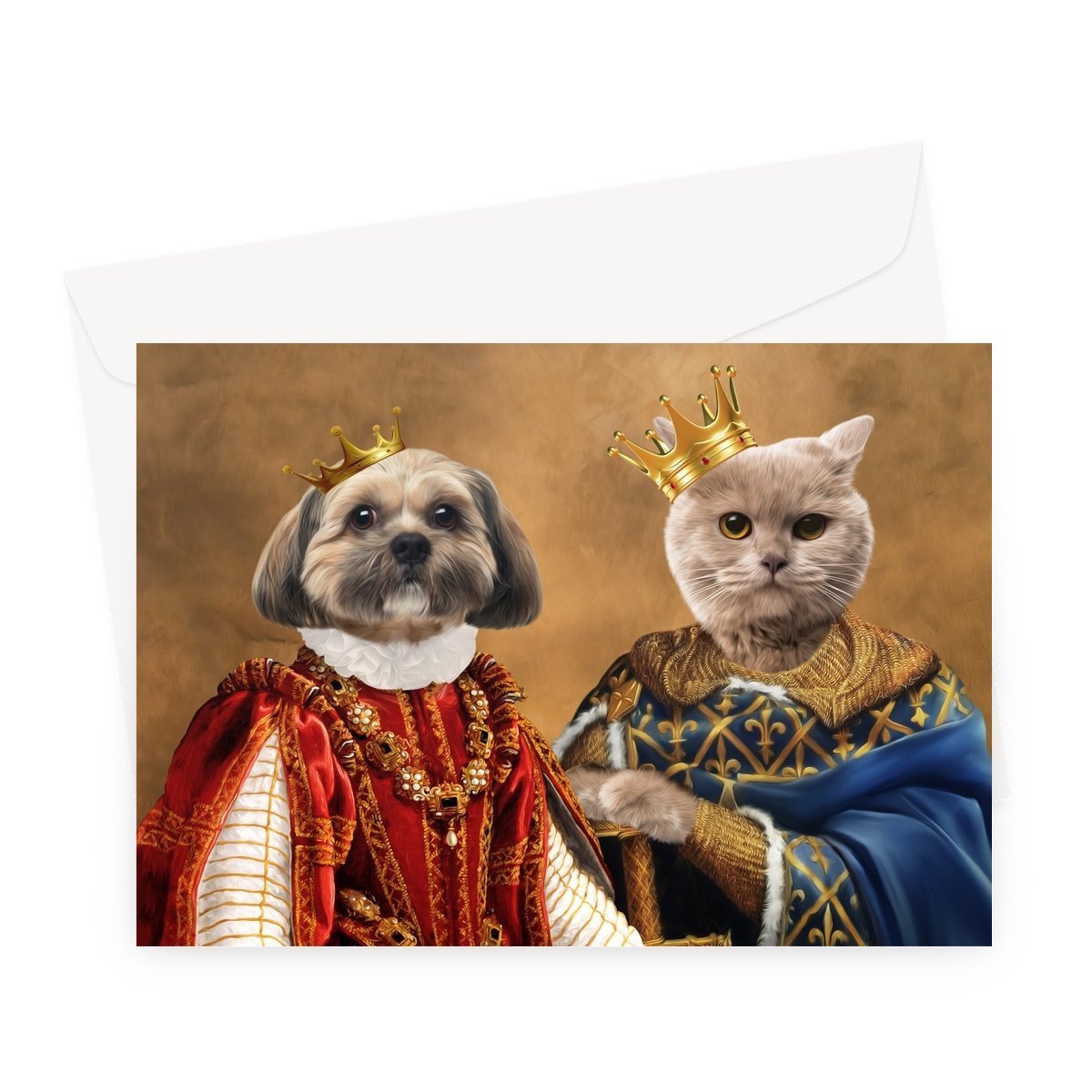 The King & Queen: Custom Pet Greeting Card - Paw & Glory - Dog Portraits - Pet Portraits