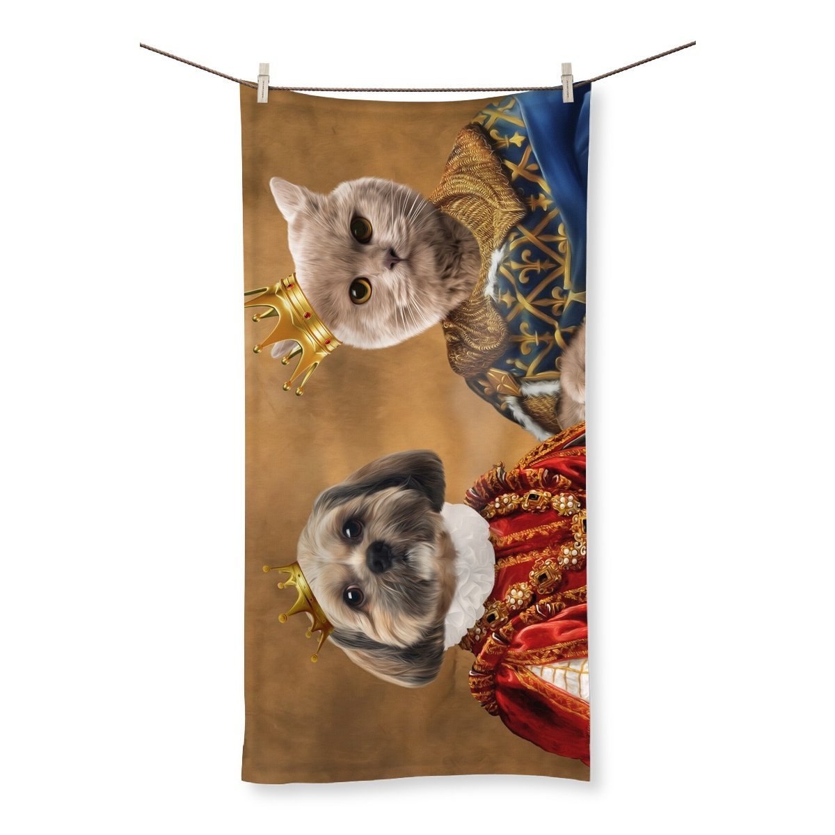 The King & Queen: Custom Pet Towel - Paw & Glory - Dog Portraits - Pet Portraits