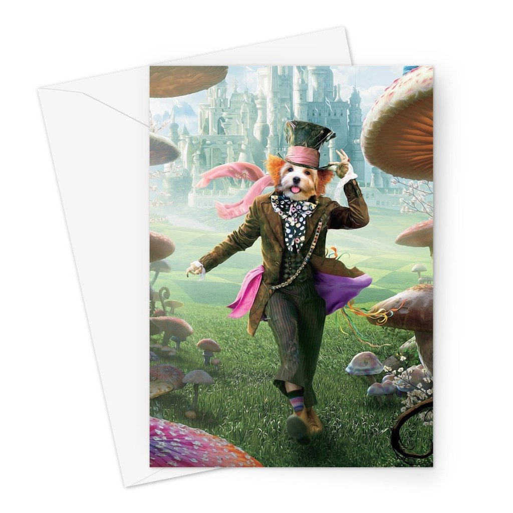 The Mad Hatter: Custom Pet Greeting Card - Paw & Glory - Dog Portraits - Pet Portraits