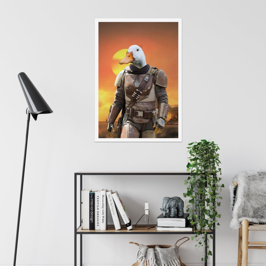 The Mando (Star Wars Inspired): Animal Art Poster - Paw & Glory - Dog Portraits - Pet Portraits