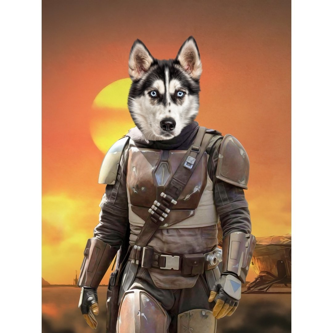 The Mando (Star Wars Inspired): Custom Digital Download Pet Portrait - Paw & Glory - Dog Portraits - Pet Portraits