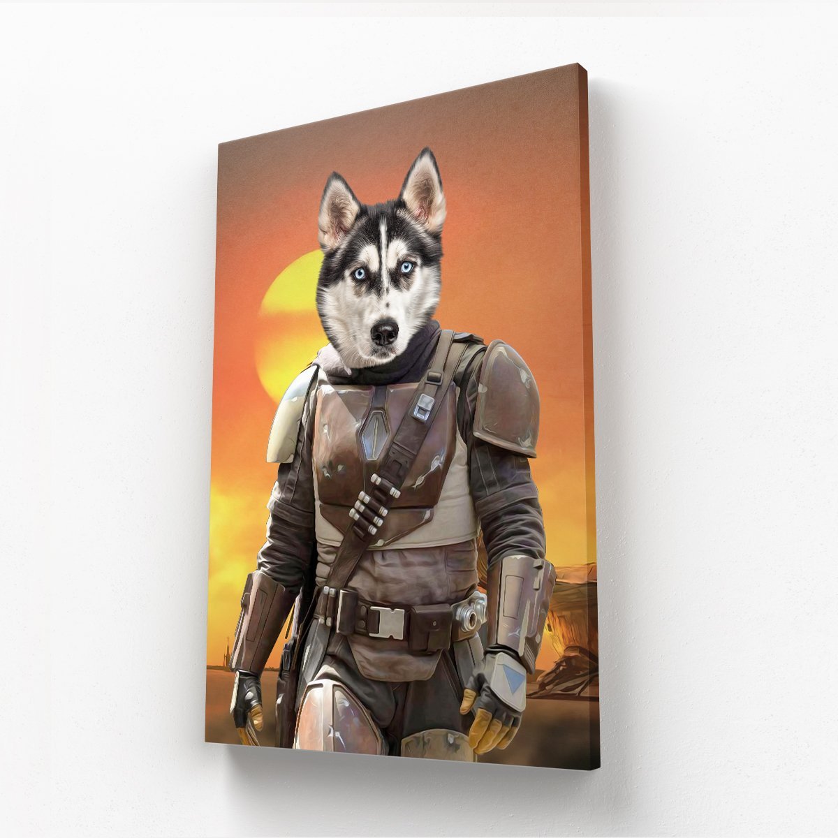 The Mando (Star Wars Inspired): Custom Pet Canvas - Paw & Glory - Dog Portraits - Pet Portraits