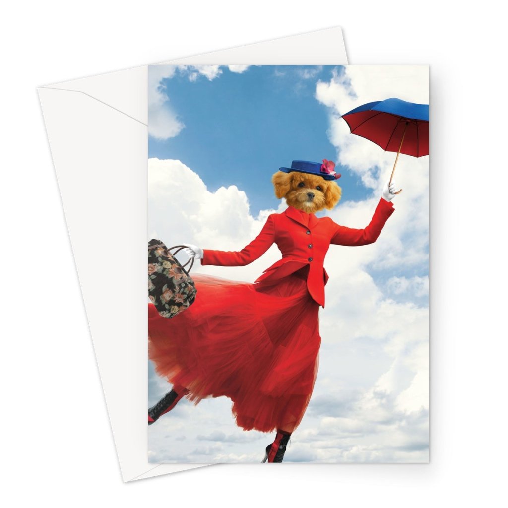 The Mary Poppins: Custom Pet Greeting Card - Paw & Glory - Dog Portraits - Pet Portraits