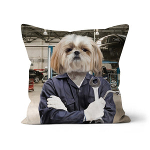 The Mechanic: Custom Pet Pillow - Paw & Glory - Dog Portraits - Pet Portraits