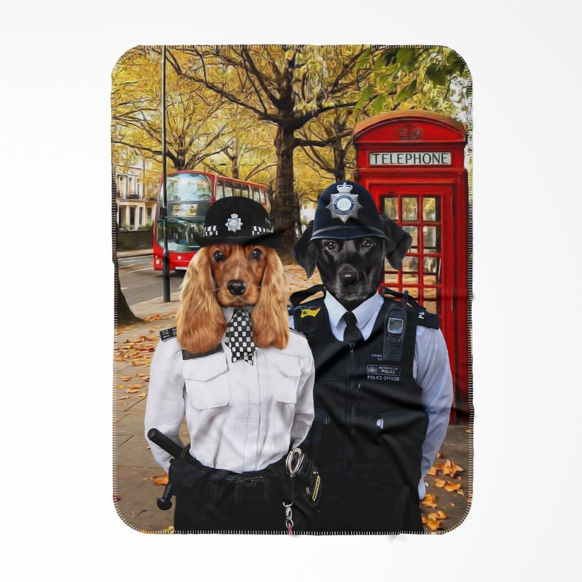 The Met Police Officers: Custom Pet Blanket - Paw & Glory - Dog Portraits - Pet Portraits