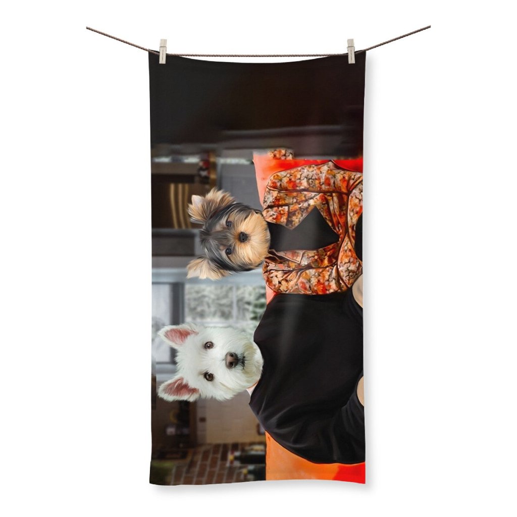 The Monica & Ross (Friends Inspired): Custom Pet Towel - Paw & Glory - Dog Portraits - Pet Portraits