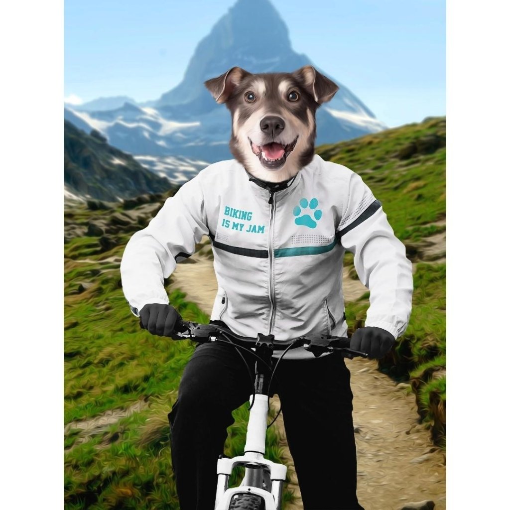 The Mountain Biking: Custom Digital Download Pet Portrait - Paw & Glory - Dog Portraits - Pet Portraits