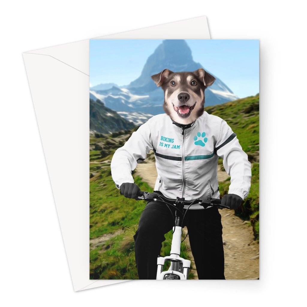 The Mountain Biking: Custom Pet Greeting Card - Paw & Glory - Dog Portraits - Pet Portraits