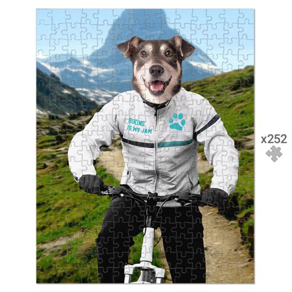 The Mountain Biking: Custom Pet Puzzle - Paw & Glory - Dog Portraits - Pet Portraits