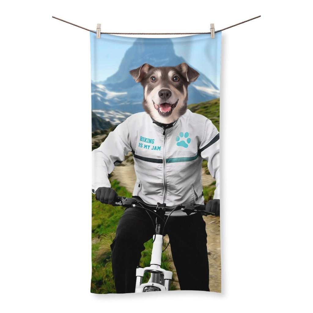 The Mountain Biking: Custom Pet Towel - Paw & Glory - Dog Portraits - Pet Portraits