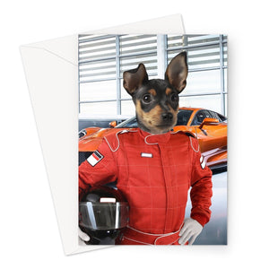 The Nascar Racer: Custom Pet Greeting Card - Paw & Glory - Dog Portraits - Pet Portraits