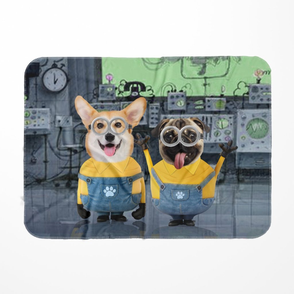 The Naughty Duo (Minions Inspired): Custom Pet Blanket - Paw & Glory - Dog Portraits - Pet Portraits