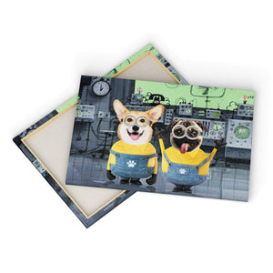 The Naughty Duo (Minions Inspired): Custom Pet Canvas - Paw & Glory - Dog Portraits - Pet Portraits