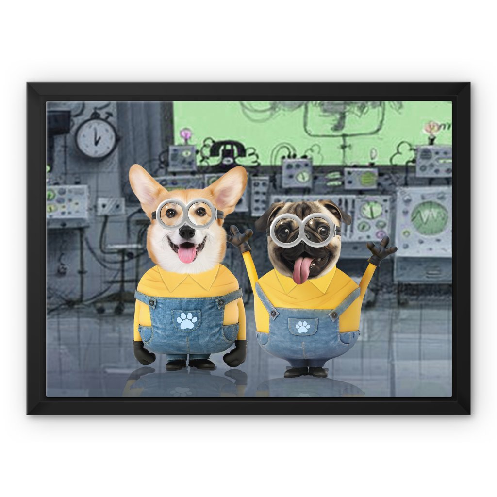 The Naughty Duo (Minions Inspired): Custom Pet Canvas - Paw & Glory - Dog Portraits - Pet Portraits