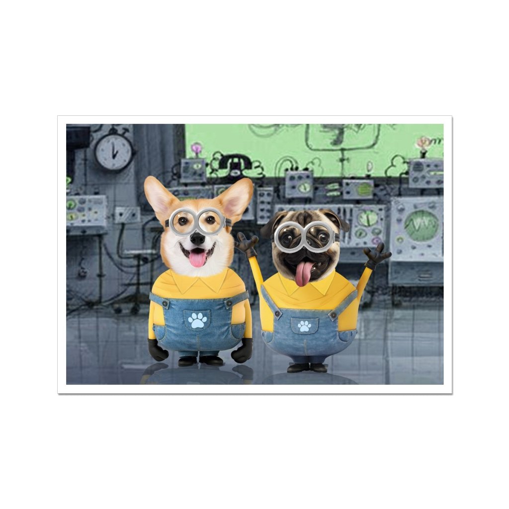 The Naughty Duo (Minions Inspired): Custom Pet Portrait - Paw & Glory - Dog Portraits - Pet Portraits