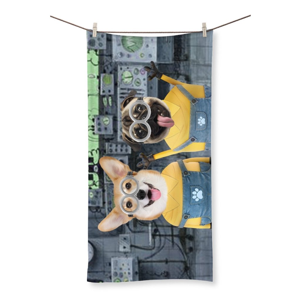 The Naughty Duo (Minions Inspired): Custom Pet Towel - Paw & Glory - Dog Portraits - Pet Portraits