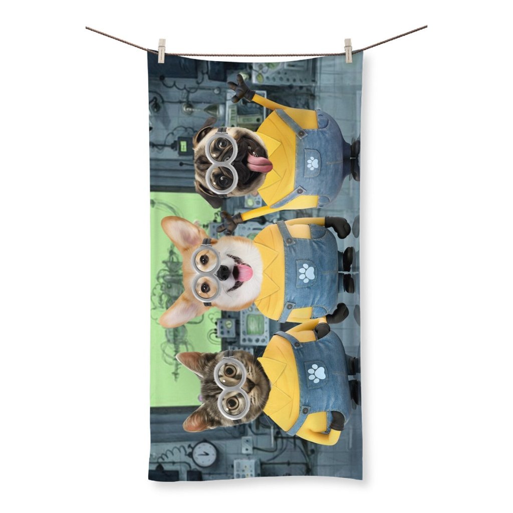 The Naughty Trio (Minions Inspired): Custom Pet Towel - Paw & Glory - Dog Portraits - Pet Portraits