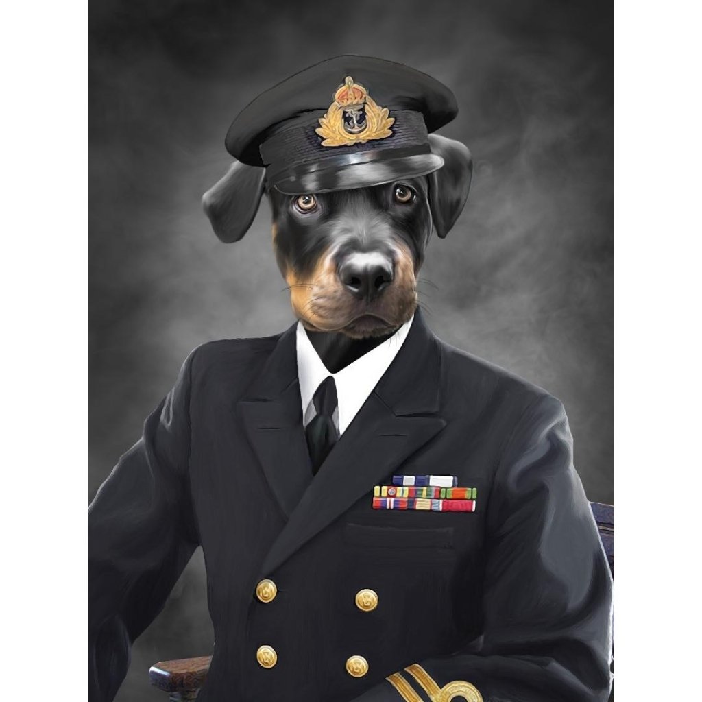 The Naval Chief: Custom Digital Download Pet Portrait - Paw & Glory - Dog Portraits - Pet Portraits