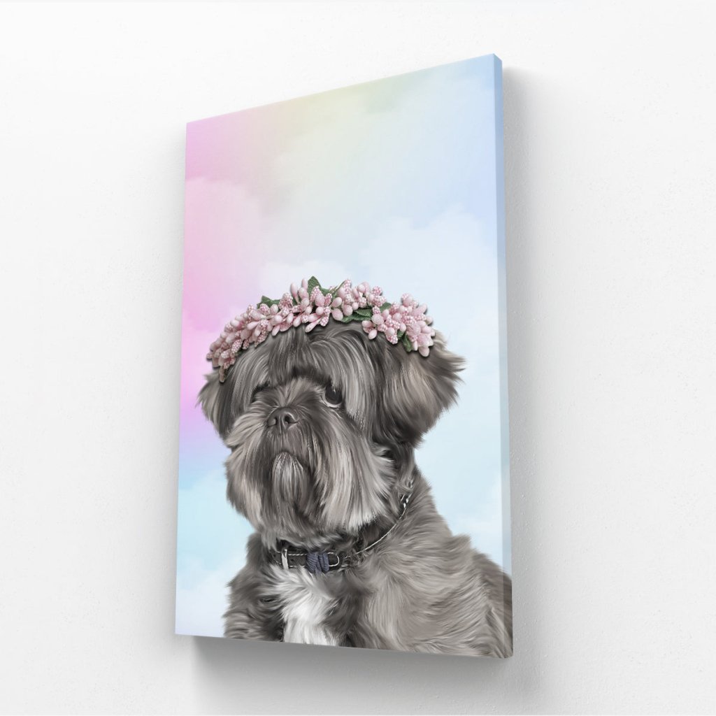 The Pink Blossom Crown: Minimalist Pet Canvas - Paw & Glory - Dog Portraits - Pet Portraits