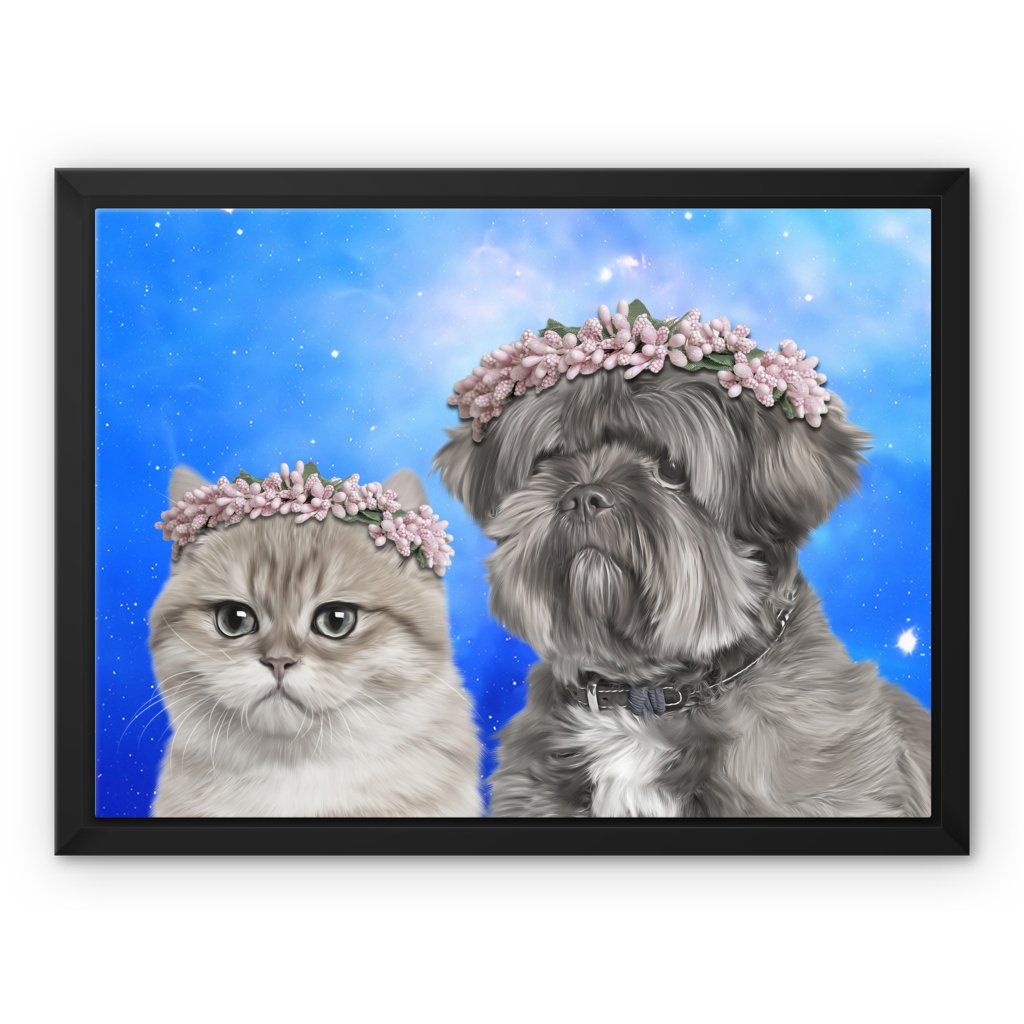 The Pink Blossom Crown: Minimalist Pet Canvas - Paw & Glory - Dog Portraits - Pet Portraits