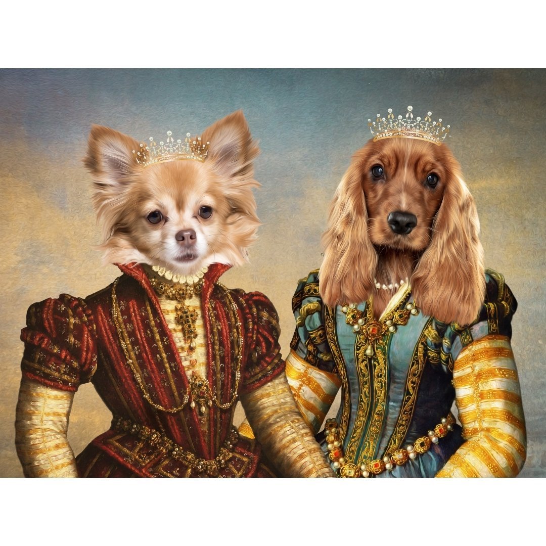 The Princesses: Custom Digital Download Pet Portrait - Paw & Glory - Dog Portraits - Pet Portraits