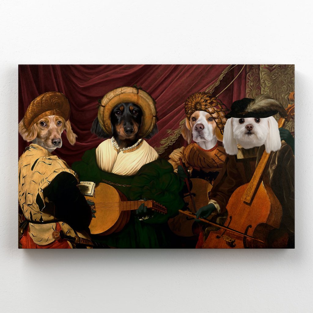 The Quartet: Custom Pet Canvas - Paw & Glory - Dog Portraits - Pet Portraits