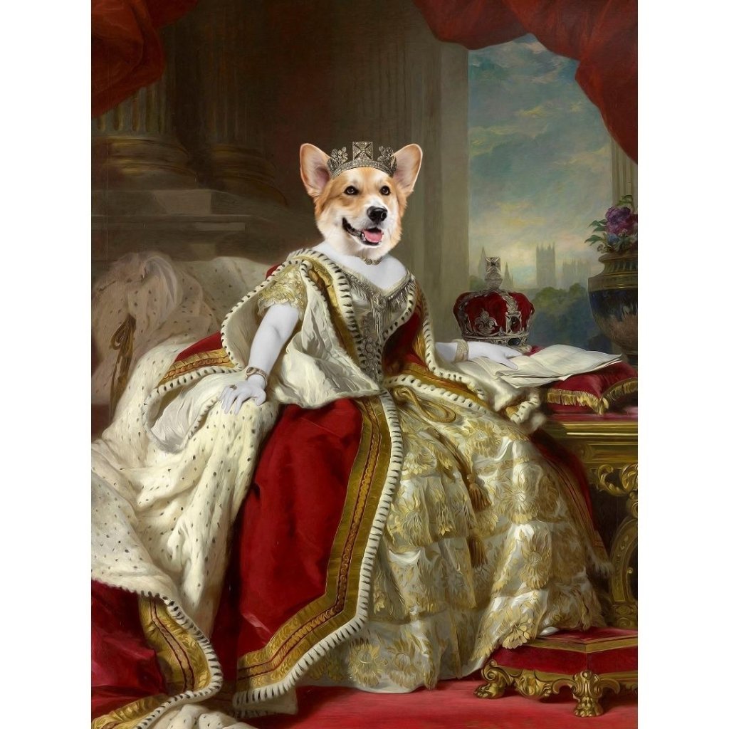 The Queen: Custom Digital Download Pet Portrait - Paw & Glory - Dog Portraits - Pet Portraits