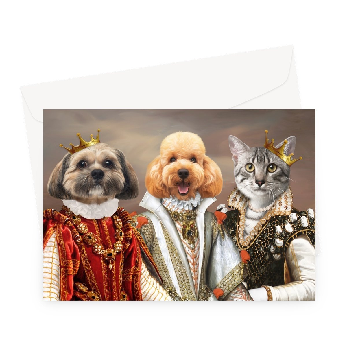 The Queens: Custom Pet Greeting Card - Paw & Glory - Dog Portraits - Pet Portraits