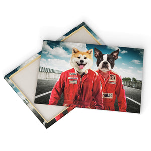 The Race Car Drivers: Custom Pet Canvas - Paw & Glory - Dog Portraits - Pet Portraits