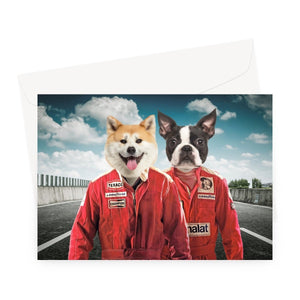 The Race Car Drivers: Custom Pet Greeting Card - Paw & Glory - Dog Portraits - Pet Portraits