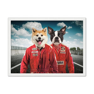 The Race Car Drivers: Custom Pet Portrait - Paw & Glory - Dog Portraits - Pet Portraits