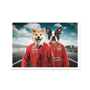 The Race Car Drivers: Custom Pet Portrait - Paw & Glory - Dog Portraits - Pet Portraits